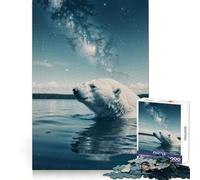 Polar Bear Swims Cosmic 1000 Pieces Jigsaws Adults Puzzles Gifts Strong Logic Toy Soothing Play Clear Edge Heartfelt Gift (50x75cm)