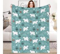 Polar Bear Teal Throw Blanket for Boys, 130x150 cm Cozy Cute Polar Bear Christmas Theme Fluffy Plush Blanket for Kids, Soft Polar Bear Flannel Throw Blanket for Children Teen Girls Gift Sofa Bed Couch