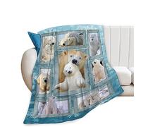 Polar Bear Throw Blanket Cozy Plush Cute Bears Flannel Fleece Ultra Soft Blankets Lightweight Fuzzy Party Blanket Gifts for Girls Women Men Boys Bed Couch Sofa 60"x50"