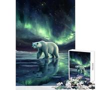 Polar Bear Under Aurora Borealis Puzzles for Adults 1000 Puzzles Great Gifts for Games Precision Cutting DIY Toys for And from 14 Years And over (50x75cm)