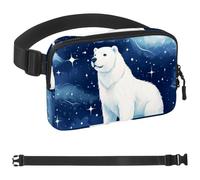 Polar Bear under Starry Sky and White Clouds-1629 Unisex Style Fanny Pack: Fashion Waist Packs, Crossbody Bags Sport Slim Fashionable for Jogging Hiking Hiker Woman Man, Multicolor,