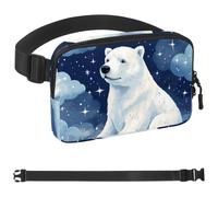 Polar Bear under Starry Sky and White Clouds-1632 Unisex Style Fanny Pack: Fashion Waist Packs, Crossbody Bags Sport Slim Fashionable for Jogging Hiking Hiker Woman Man, Multicolor,