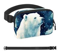 Polar Bear under Starry Sky and White Clouds-1638 Unisex Style Fanny Pack: Fashion Waist Packs, Crossbody Bags Sport Slim Fashionable for Jogging Hiking Hiker Woman Man, Multicolor,