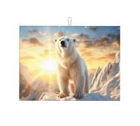 Polar bear under the sunshine Dish Drying Mat for Kitchen Counter-Absorbent, Non-Slip, Reversible Kitchenware with Prints