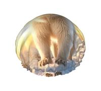 Polar bear under the sunshine Reusable shower cap - double-layer waterproof, elastic, environmentally friendly daily use shower cap