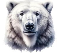 Polar Bear Vinyl Sticker Decal, Covers Marks, Weatherproof & Multipurpose: Car, Wall, Glass, Window, Plastic, Toilet, Shower, Bath and More, 30cm Tall Arctic Animal Graphic (Bear Head, 300mm)