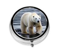 Polar Bear Walk Cute Pill Organizer - AM PM Pill Box, Small & Large Travel Pill Case, Unique Custom Design, Iron Plating, Perfect for Purse and On-The-Go