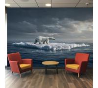 Polar Bear Wallpaper for Living Room, Arctic Glacier Wall Mural for Bedroom, Non-Woven Photo Wallpaper Home Decor 400X280cm, Wall Decoration D14