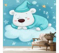 Polar Bear Wallpaper & Wall Mural, 100x70 cm - Cute Cartoon Animal Home Wall Decor for Bedroom, Living Room - S&J2584