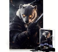 Polar Bear Warrior Samurai Animal Jigsaw Puzzles 1000 Piece for Teenagers Mental Logic Toy Calm Escape Fine Edge Art Collectible (38x52cm)