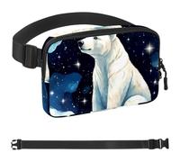 Polar Bear Watching Stars-1647 Unisex Style Fanny Pack: Fashion Waist Packs, Crossbody Bags Sport Slim Fashionable for Jogging Hiking Hiker Woman Man, Multicolor, 1.5x9.0x5.9in/4x23x15cm