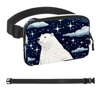 Polar Bear Watching Stars-1653 Unisex Style Fanny Pack: Fashion Waist Packs, Crossbody Bags Sport Slim Fashionable for Jogging Hiking Hiker Woman Man, Multicolor, 1.5x9.0x5.9in/4x23x15cm
