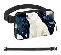 Polar Bear Watching Stars-1668 Unisex Style Fanny Pack: Fashion Waist Packs, Crossbody Bags Sport Slim Fashionable for Jogging Hiking Hiker Woman Man, Multicolor, 1.5x9.0x5.9in/4x23x15cm