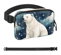 Polar Bear Watching Stars-1671 Unisex Style Fanny Pack: Fashion Waist Packs, Crossbody Bags Sport Slim Fashionable for Jogging Hiking Hiker Woman Man, Multicolor, 1.5x9.0x5.9in/4x23x15cm