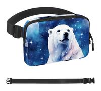 Polar Bear Watching Stars-1674 Unisex Style Fanny Pack: Fashion Waist Packs, Crossbody Bags Sport Slim Fashionable for Jogging Hiking Hiker Woman Man, Multicolor, 1.5x9.0x5.9in/4x23x15cm