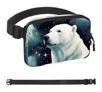 Polar Bear Watching Stars-1677 Unisex Style Fanny Pack: Fashion Waist Packs, Crossbody Bags Sport Slim Fashionable for Jogging Hiking Hiker Woman Man, Multicolor, 1.5x9.0x5.9in/4x23x15cm