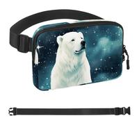 Polar Bear Watching Stars-1695 Unisex Style Fanny Pack: Fashion Waist Packs, Crossbody Bags Sport Slim Fashionable for Jogging Hiking Hiker Woman Man, Multicolor, 1.5x9.0x5.9in/4x23x15cm
