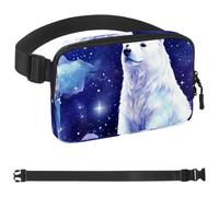 Polar Bear Watching Stars-1701 Unisex Style Fanny Pack: Fashion Waist Packs, Crossbody Bags Sport Slim Fashionable for Jogging Hiking Hiker Woman Man, Multicolor, 1.5x9.0x5.9in/4x23x15cm