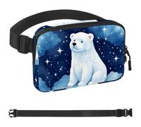 Polar Bear Watching Stars-1704 Unisex Style Fanny Pack: Fashion Waist Packs, Crossbody Bags Sport Slim Fashionable for Jogging Hiking Hiker Woman Man, Multicolor, 1.5x9.0x5.9in/4x23x15cm