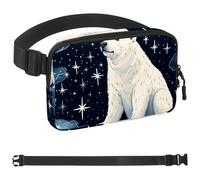 Polar Bear Watching Stars-1710 Unisex Style Fanny Pack: Fashion Waist Packs, Crossbody Bags Sport Slim Fashionable for Jogging Hiking Hiker Woman Man, Multicolor, 1.5x9.0x5.9in/4x23x15cm