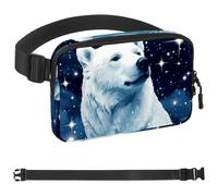 Polar Bear Watching Stars-1716 Unisex Style Fanny Pack: Fashion Waist Packs, Crossbody Bags Sport Slim Fashionable for Jogging Hiking Hiker Woman Man, Multicolor, 1.5x9.0x5.9in/4x23x15cm