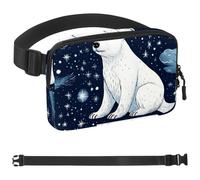 Polar Bear Watching Stars-1746 Unisex Style Fanny Pack: Fashion Waist Packs, Crossbody Bags Sport Slim Fashionable for Jogging Hiking Hiker Woman Man, Multicolor, 1.5x9.0x5.9in/4x23x15cm