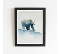 Polar Bear Watercolour Framed Art Print Warren Reed - Designer Black W12 inch x H16 inch