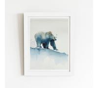 Polar Bear Watercolour Framed Art Print Warren Reed - Designer White W8 inch x H10 inch