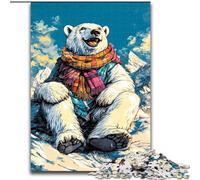 Polar Bear Wearing A Scarf Puzzles for Adults 1000 Pieces, Pattern Assembly Fun at Home Activities, Birthday Present,Travel Gifts (26x38cm)