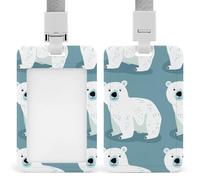 Polar Bear White Badge Holders Name Tag Holders ID Card Holders Vertical Card Protector 6.8x11cm