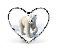 Polar Bear White Funny Lapel Pins Heart Button Brooch Badge Pin Hat Clothes Bag Jewelry for Men Women