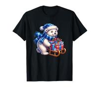 Polar Bear with Gifts On A Sled in Snow T-Shirt