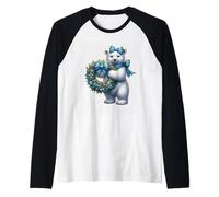 Polar Bear with Holiday Wreath Raglan Baseball Tee