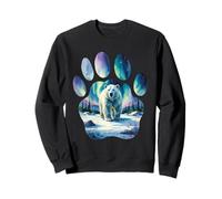 Polar Bear with Northern Lights in Paw-Shaped Frame Sweatshirt