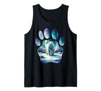 Polar Bear with Northern Lights in Paw-Shaped Frame Tank Top