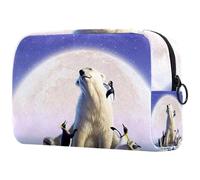 Polar Bear with Penguin in The Ice Cosmetic Bag for Women, Travel Toiletries Bags Large Makeup Handy Pouch Organiser Bag with Zipper