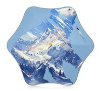 Polar Bear with Snowy Mountains Forests Blue Umbrellas for kids age 3-8 Umbrellas for Rain Windproof with Reflective Strip (scenario) for rain windproof for school