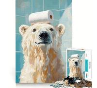 Polar Bear with Toilet Paper 1000 Piece Jigsaw Puzzles for Adults Jigsaw Memory Gain Stress Release Design Assembly Xmas Gift (38x52cm)