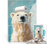 Polar Bear with Toilet PaperJigsaw Puzzles for Adults 1000 Pieces family fun games for is ideal as a gift for the whole family 38x26cm