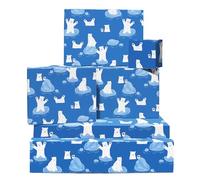 Polar Bear Wrapping Paper - 6 Sheets Of Birthday Gift Wrap - Cute Polar Bears - Blue Wrapping Paper For Boys And Girls - Comes With Stickers - By Central 23