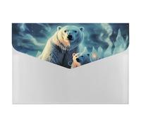 Polar Bears Accordion File Organizer 6 Pocket Document Organizer Expanding File Folder Accordion Folder with Labels, Travel Document Folders Plastic Envelopes with Snap Closure 13x9.1 Inch