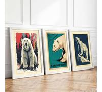 Polar Bears: Arctic Presence Eclectic Set of 3 Framed Wall Art Prints A4