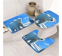 Polar Bears Basking In The Sun Bathroom Rugs Sets 3 Piece, Soft Absorbent Memory Foam Bath Mats And U Shaped Contour Toilet Rug, Home Decoration, Quick Dry