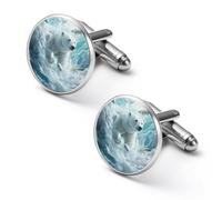 Polar Bears Brave The Arctic Shirt Cufflinks for Men Cuff Links Tie Father Husband Wedding Business 1.7cm