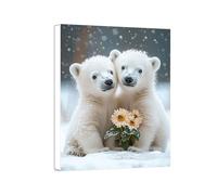 Polar Bears Diamond Art Kits Adults, 5D Cute Diamond Painting, Gem Art Painting for Beginners, Arts and Crafts Kits for Adults, DIY Full Drill Crystal Embroidery Gifts for Home Decor, 50x70cm 0a-38