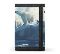 Polar Bears Ice Floes Arctic Ocean Wallet for Men Slim Minimalist Tri-fold ID Window 9-13 Cards