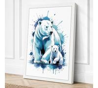 Polar Bears in Blue Modern Canvas Wall Art Print 18x12 Inch (46 x 30 cm)