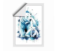 Polar Bears in Blue Modern Unframed Wall Art Print A1 (84.1×59.4cm), Wall Decor for Living Room, Bedroom, Office & Home, Art Gift