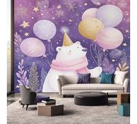 Polar Bears Mural Wallpaper, Cute Animal Balloon Wallpaper for Bedroom, Living Room, TV Backdrop, Office, 3D Large Wall Mural Non-Woven Wall Paper 450 x 315 cm (WxH) OBE72
