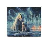 Polar Bears Northern Lights Bifold Wallet with ID Window, Leather Slim Wallet Easy Access Compact Purse for Men Women